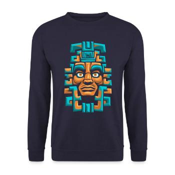 Dieu Maya Mythologie Maya Itzamna Masque Ancien - Sweat-shirt Unisexe - marine - Devant - Alina (178cm) & Michal (187cm)