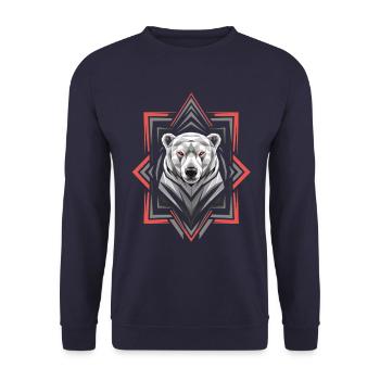 Geometric Polar Bear Head Artwork - Unisex Sweatshirt - navy - Front - Alina (178cm) & Michal (187cm)