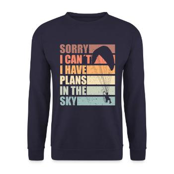 Sorry Ich Habe Pläne Im Himmel – Paramotoring - Unisex Pullover - Navy - Vorne - Alina (178cm) & Michal (187cm)