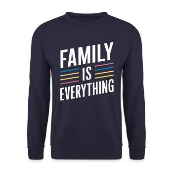 Family Is Everything – Colorful and Important - Unisex Sweatshirt - navy - Front - Alina (178cm) & Michal (187cm)