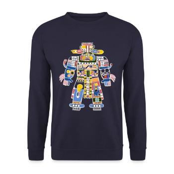Aztec God Ancient Mythology Xipe Totec - Unisex Sweatshirt - navy - Front - Alina (178cm) & Michal (187cm)