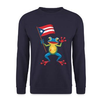 Puerto Rico Flag Coqui Frog with Flag - Unisex Sweatshirt - navy - Front - Alina (178cm) & Michal (187cm)