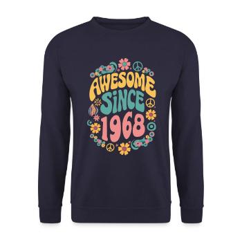 Génial depuis 1968 Fleurs Hippie Année de naissance 1968 - Sweat-shirt Unisexe - marine - Devant - Alina (178cm) & Michal (187cm)