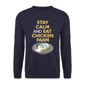 Restez calme et mangez du poulet parm italien - Sweat-shirt Unisexe - marine - Devant - Alina (178cm) & Michal (187cm)