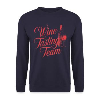 Weinverkostung Team Grafik Design - Unisex Pullover - Navy - Vorne - Alina (178cm) & Michal (187cm)
