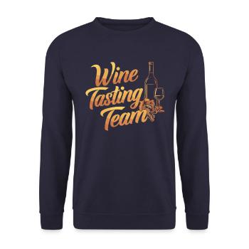 Weinproben Team Freude Weinliebhaber - Unisex Pullover - Navy - Vorne - Alina (178cm) & Michal (187cm)
