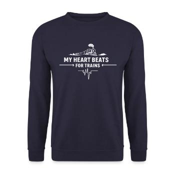 Mein Herz Schlägt Für Züge - Trainspotter - Unisex Pullover - Navy - Vorne - Alina (178cm) & Michal (187cm)