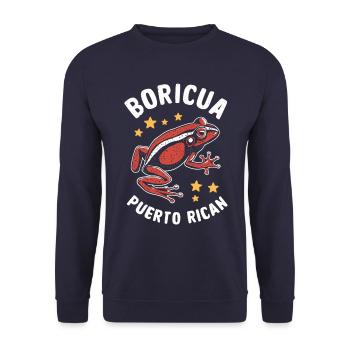 Boricua Puerto Rican Coqui Puerto Rico Frosch - Unisex Pullover - Navy - Vorne - Alina (178cm) & Michal (187cm)