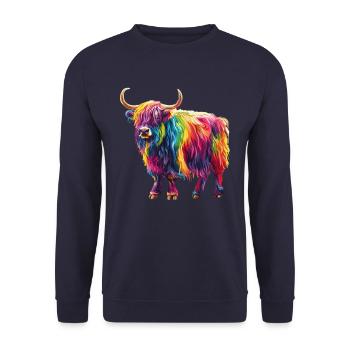 Yak Rainbow Colorful Artwork Color Joy - Unisex Sweatshirt - navy - Front - Alina (178cm) & Michal (187cm)