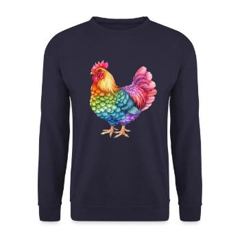 Poulet coloré arc-en-ciel - Colorful Chicken Life - Sweat-shirt Unisexe - marine - Devant - Alina (178cm) & Michal (187cm)