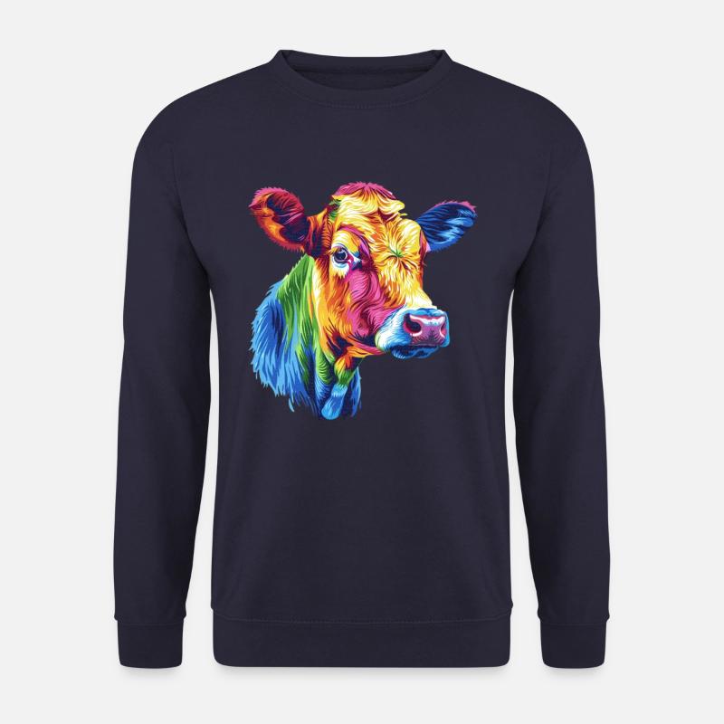 Bunte Kuh Regenbogen Kunstwerk - Unisex Pullover - Navy