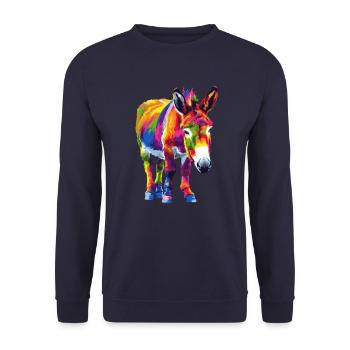 Donkey Rainbow Colorful Donkey Motif Artwork - Unisex Sweatshirt - navy - Front - Alina (178cm) & Michal (187cm)