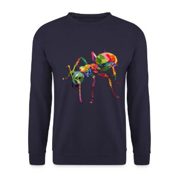 Colorful Ant Pop Art Style - Unisex Sweatshirt - navy - Front - Alina (178cm) & Michal (187cm)