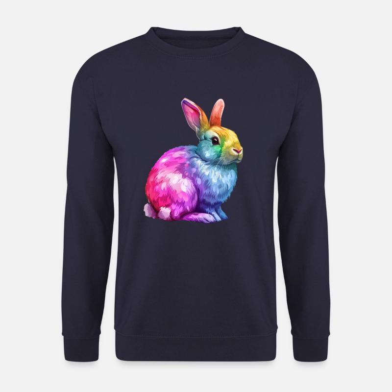 Bunter Regenbogen Hase Kunstwerk - Unisex Pullover - Navy