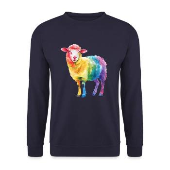 Hirten Schaf Bauernhof Tier Regenbogen Schaf - Unisex Pullover - Navy - Vorne - Alina (178cm) & Michal (187cm)