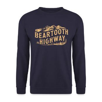 Beartooth Highway Abenteuer Berge - Unisex Pullover - Navy - Vorne - Alina (178cm) & Michal (187cm)