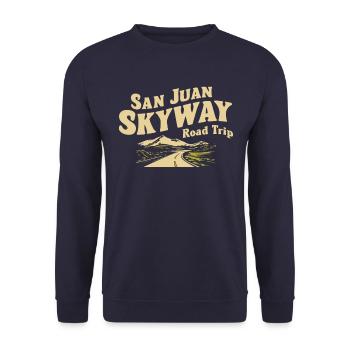 San Juan Skyway Road Trip Adventure - Unisex Sweatshirt - navy - Front - Alina (178cm) & Michal (187cm)