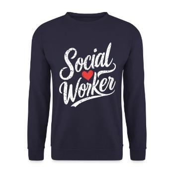 Social Worker Herz Sozialarbeit Liebe - Unisex Pullover - Navy - Vorne - Alina (178cm) & Michal (187cm)