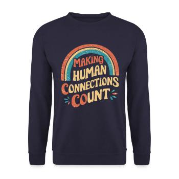 Soziale Arbeit: Menschliche Verbindungen Zählen - Unisex Pullover - Navy - Vorne - Alina (178cm) & Michal (187cm)