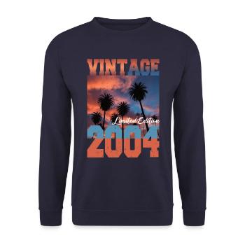 2004 Vintage Limited Edition Palmen Geboren 2004 - Unisex Pullover - Navy - Vorne - Alina (178cm) & Michal (187cm)