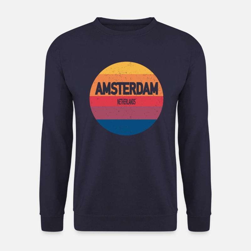 Amsterdam Retro Sunset Souvenir Netherlands - Unisex Sweatshirt - navy