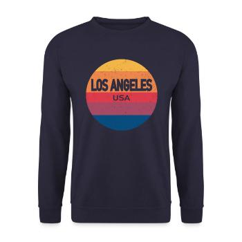 Souvenir rétro coucher de soleil Los Angeles États-Unis - Sweat-shirt Unisexe - marine - Devant - Alina (178cm) & Michal (187cm)