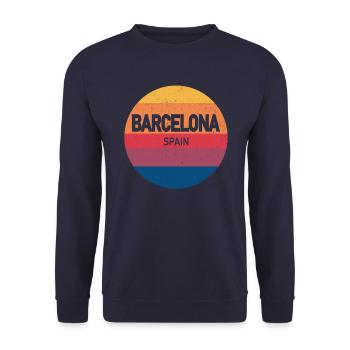 Retro Sunset Souvenir Barcelona Spain - Unisex Sweatshirt - navy - Front - Alina (178cm) & Michal (187cm)