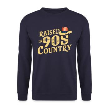 Raised On 90s Country Musik Retro Cowboyhut - Unisex Pullover - Navy - Vorne - Alina (178cm) & Michal (187cm)