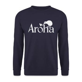 Aroha Nouvelle-Zélande Souvenir Kiwi Coeur - Sweat-shirt Unisexe - marine - Devant - Alina (178cm) & Michal (187cm)