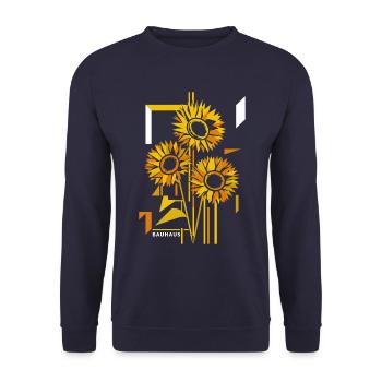 Sunflower Field Bauhaus Kunst - Unisex Pullover - Navy - Vorne - Alina (178cm) & Michal (187cm)