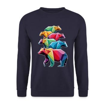 Ours Low Poly colorés aux couleurs de l’arc-en-ciel - Sweat-shirt Unisexe - marine - Devant - Alina (178cm) & Michal (187cm)