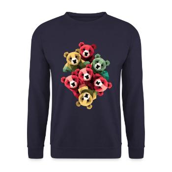 Œuvres d’art du groupe Low Poly Bears - Sweat-shirt Unisexe - marine - Devant - Alina (178cm) & Michal (187cm)