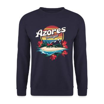 Souvenir Açores Portugal - Île tropicale - Sweat-shirt Unisexe - marine - Devant - Alina (178cm) & Michal (187cm)