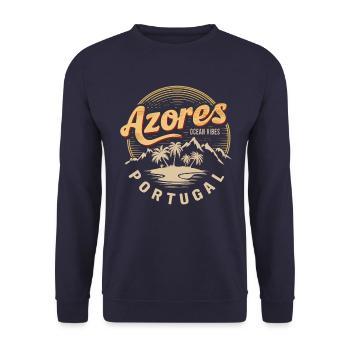 Azores Souvenir Ocean Vibes Portugal - Unisex Sweatshirt - navy - Front - Alina (178cm) & Michal (187cm)