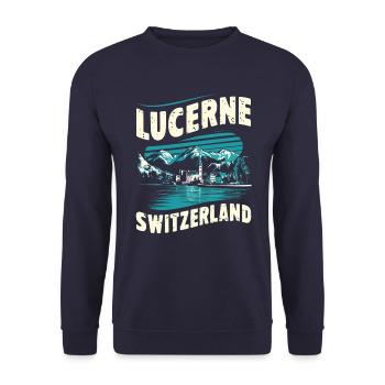 Lucerne Souvenir Suisse Paysage - Sweat-shirt Unisexe - marine - Devant - Alina (178cm) & Michal (187cm)
