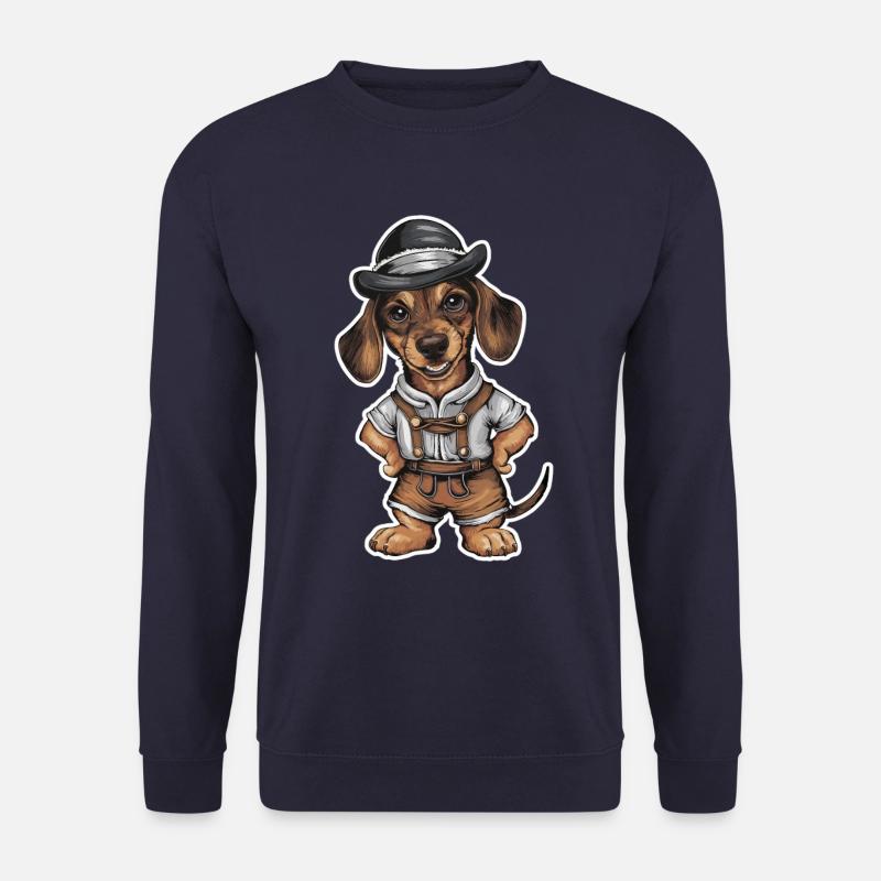 Dackel im traditionellen Bayern Kostüm - Unisex Pullover - Navy