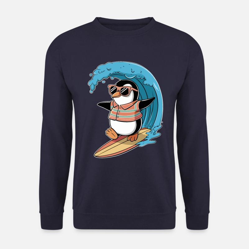 Cool penguin surfing with sunglasses - Unisex Sweatshirt - navy