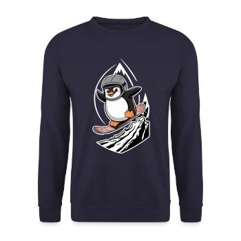 Pinguin Snowboard Abenteuer - Unisex Pullover - Navy - Vorne - Alina (178cm) & Michal (187cm)