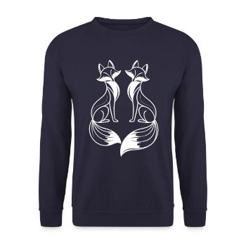 Two Foxes Fox Artistic Design - Unisex Sweatshirt - navy - Front - Alina (178cm) & Michal (187cm)