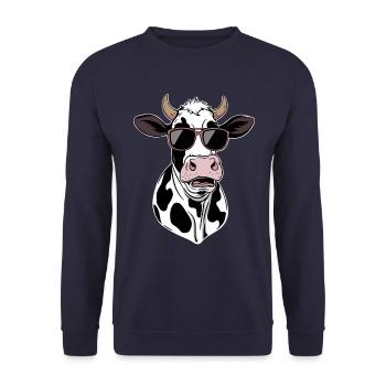 Cool cow head with sunglasses - Unisex Sweatshirt - navy - Front - Alina (178cm) & Michal (187cm)