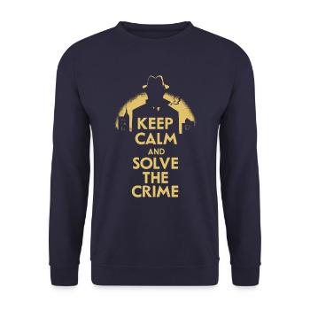 Murder Mystery Dinner Outfit Film Noir - Keep Calm - Unisex Pullover - Navy - Vorne - Alina (178cm) & Michal (187cm)