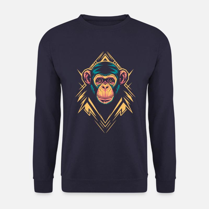 Monkey Head with Geometric Shapes - Unisex Sweatshirt - navy
