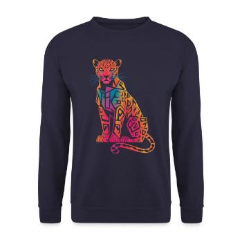 Colorful Geometric Leopard - Unisex Sweatshirt - navy - Front - Alina (178cm) & Michal (187cm)