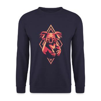 Geometrischer Koala im Retro-Stil - Unisex Pullover - Navy - Vorne - Alina (178cm) & Michal (187cm)