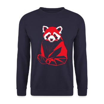 Geometric Red Panda Artwork - Unisex Sweatshirt - navy - Front - Alina (178cm) & Michal (187cm)