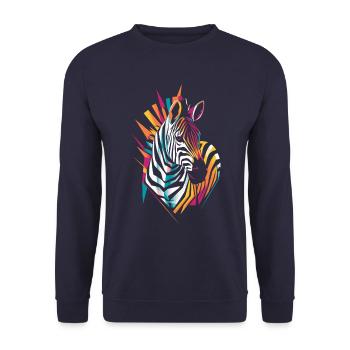 Colorful Zebra Artwork Illustration - Unisex Sweatshirt - navy - Front - Alina (178cm) & Michal (187cm)