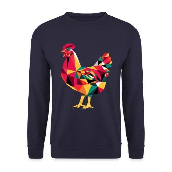 Geometric Farm Animal Graphic Chicken - Unisex Sweatshirt - navy - Front - Alina (178cm) & Michal (187cm)