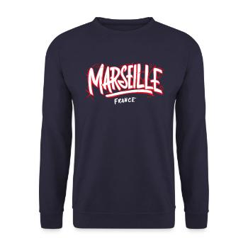 Marseille France Souvenir - Sweat-shirt Unisexe - marine - Devant - Alina (178cm) & Michal (187cm)