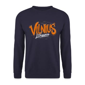 Vilnius Lithuania Souvenir - Unisex Sweatshirt - navy - Front - Alina (178cm) & Michal (187cm)