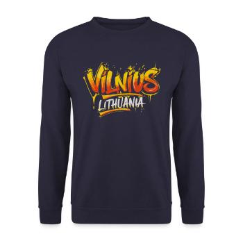Vilnius Lithuania Souvenir - Unisex Sweatshirt - navy - Front - Alina (178cm) & Michal (187cm)